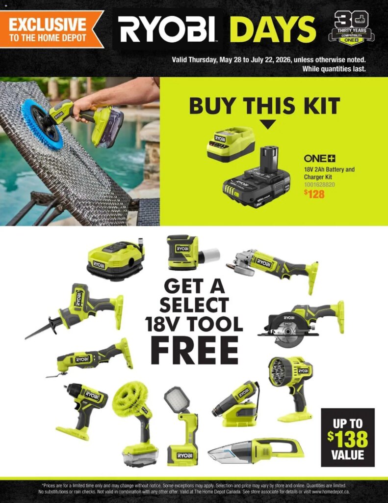 Home Depot flyer – Ryobi Days: Spcial This Week from 28 May 2026!
