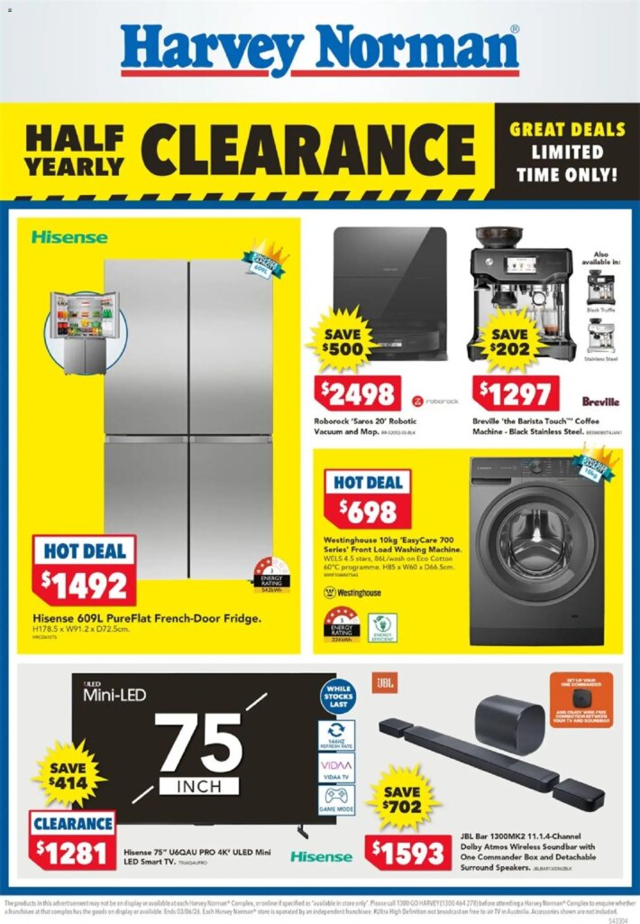 Harvey Norman Electrical Clearance Specials May 30 2026 – Unmissable Deals!
