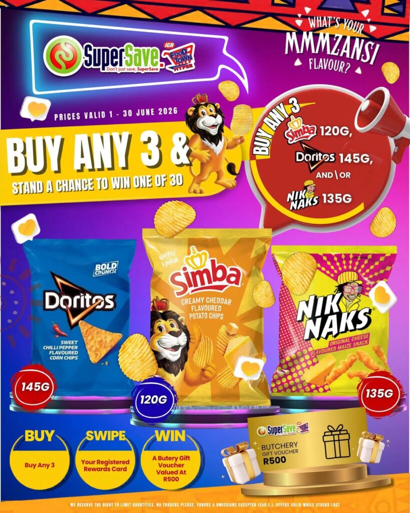 Super Save Snack, swipe & WIN! Special This Week: 01 June 2026 Deals!