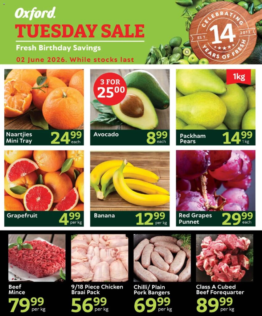 Stunning Specials at Oxford Freshmarket Tuesday Sale on 02 June 2026!