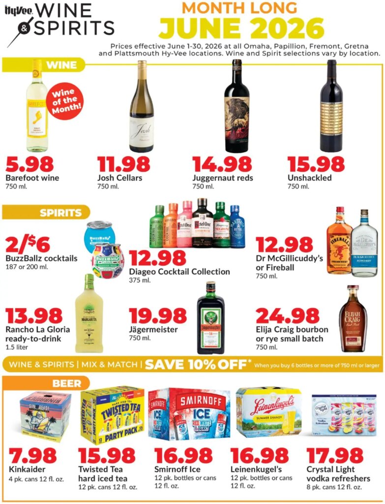 HyVee Wine & Spirits Specials This Week June 1 to June 30 2026
