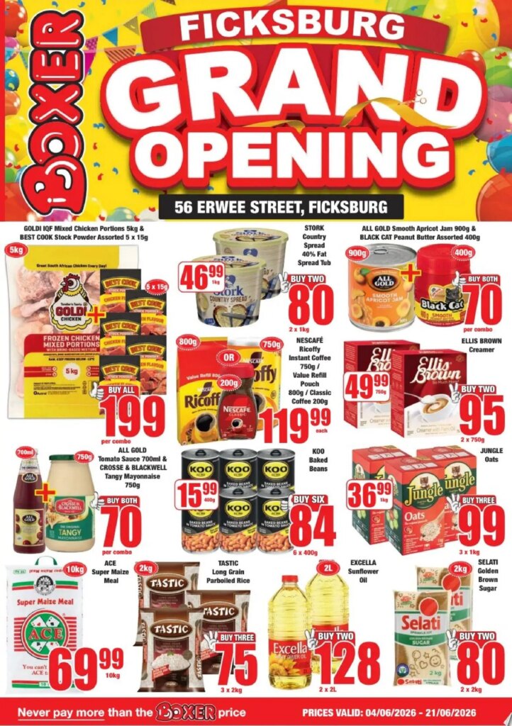 Grand Opening: Boxer - Free State - Ficksburg on 04 June 2026 Specials! 1 Grand Opening: Boxer – Free State – Ficksburg on 04 June 2026 Specials!