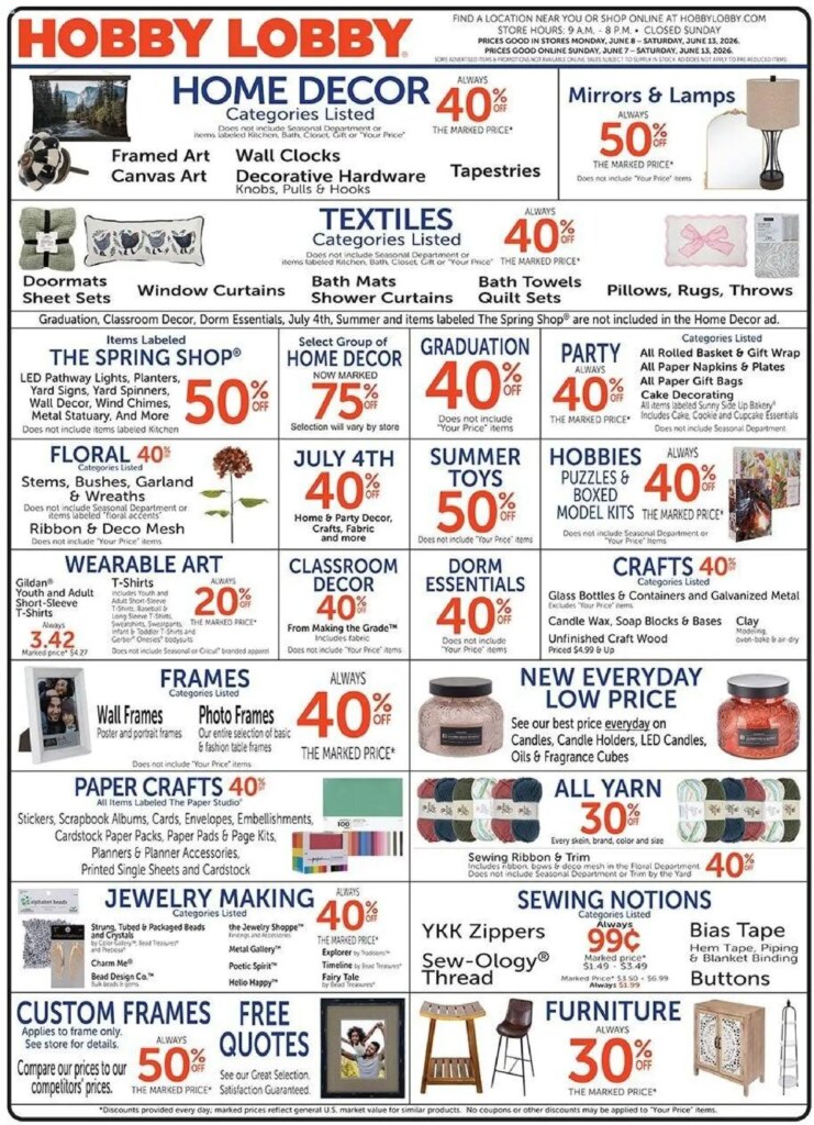 Hobby Lobby Weekly Ad This Week: Amazing Deals June 7 to June 13 2026