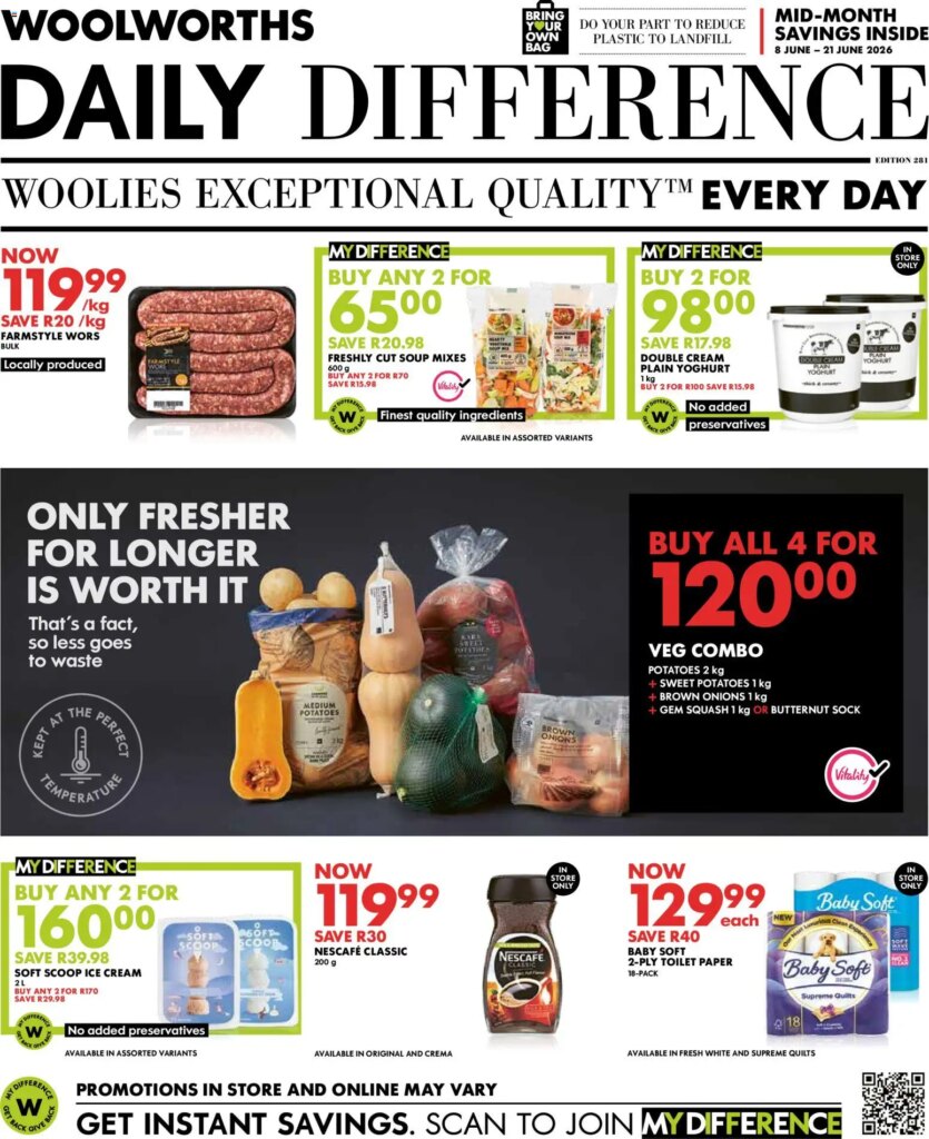 Woolworths – Daily Difference – KwanaZulu-Natal Specials This Week: 08 June 2026