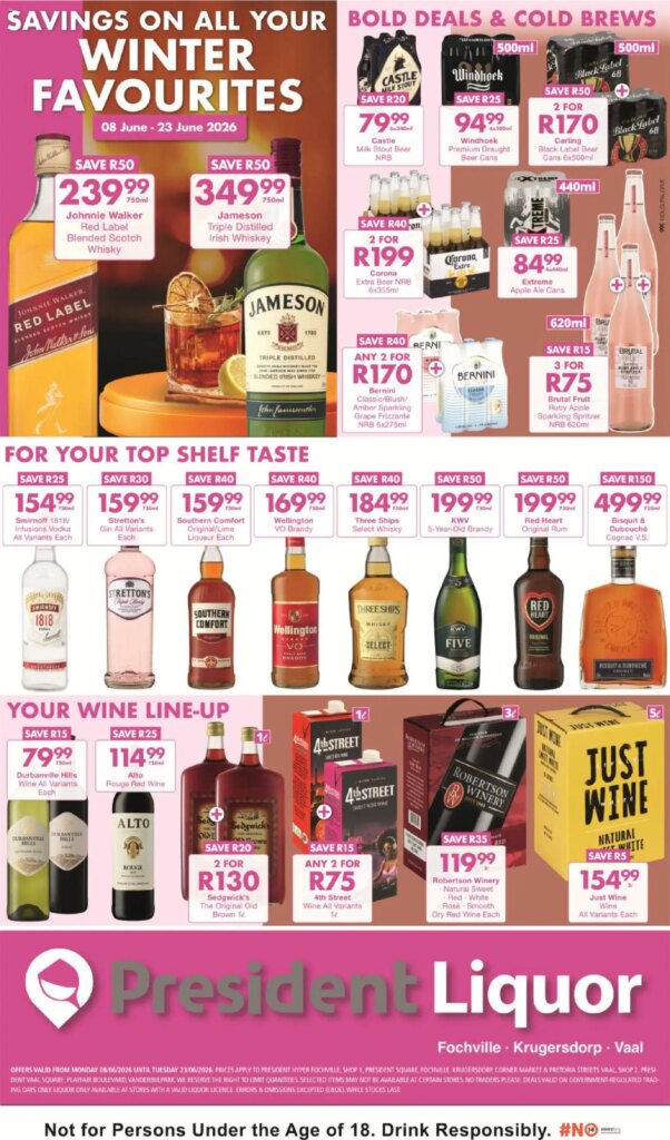 Grab President Hyper Liquor Specials This Week: 08 June 2026 Savings!