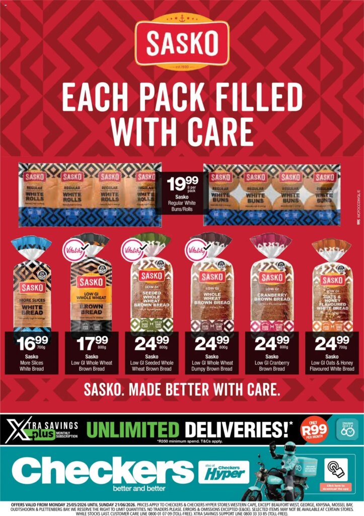 Checkers – Western Cape – Sasko Promotion Special This Week from 25 May 2026!