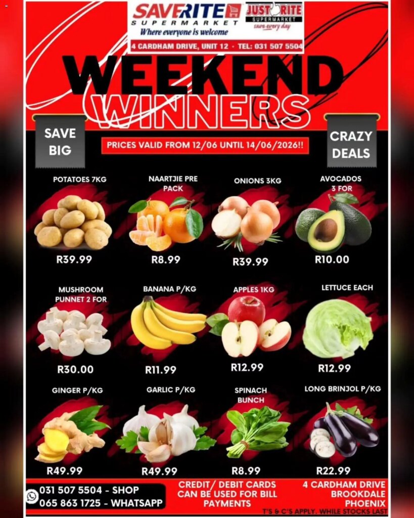 Saverite Weekend Winners: Special This Week – 12 June 2026 Savings Await!