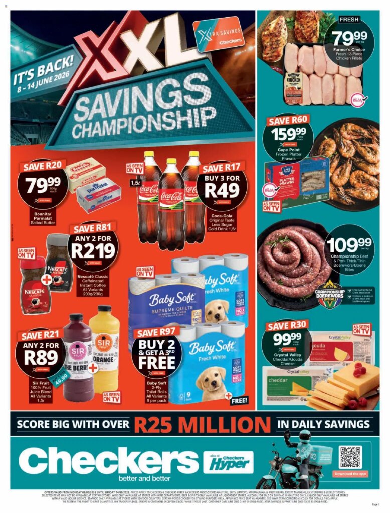 Checkers – Gauteng – XXL Savings Promotion Week Starts 08 June 2026!