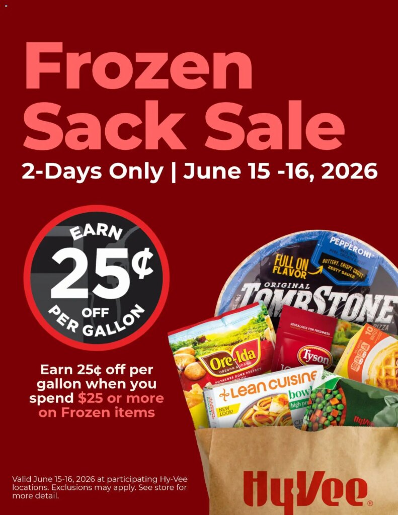 HyVee Frozen Sack Sale This Week: June 15 to June 16 2026 Savings!