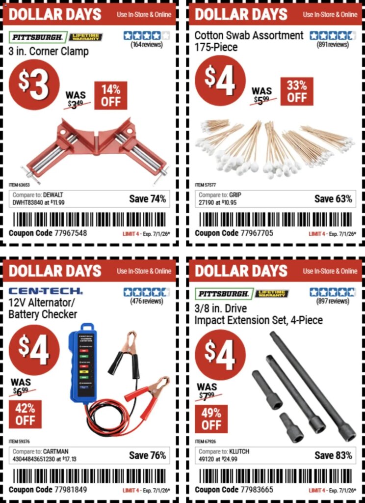 Harbor Freight Dollar Days Offers from June 18 to July 1 2026 This Week!