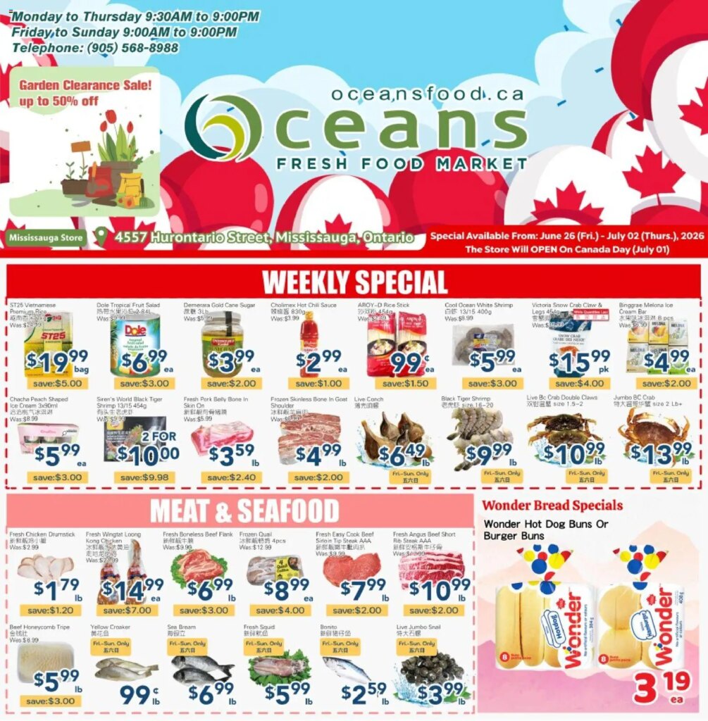 Oceans weekly flyer – Mississauga Specials This Week: 26 June 2026