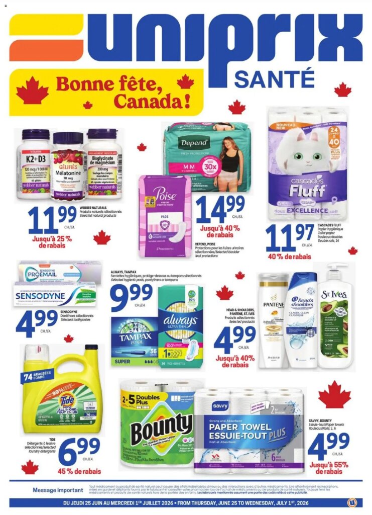 Uniprix – Uniprix Sante: Weekly Specials Start 25 June 2026